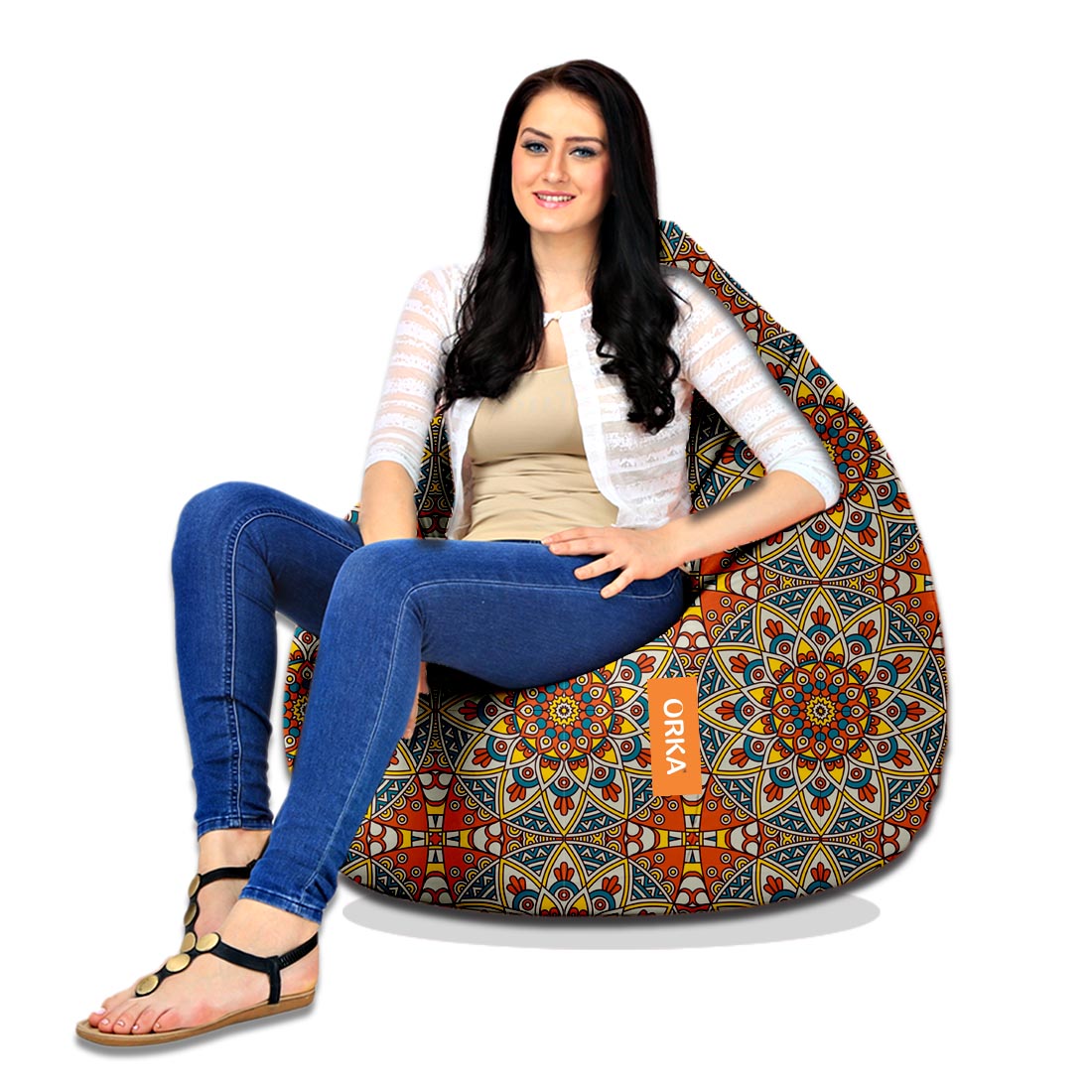 ORKA<sup>®</SUP>Digital Printed Traditional  Pattern Bean Bag  XL  Cover Only 