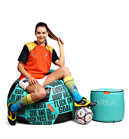 ORKA Digital Printed Sports Bean Bag Football Quote Theme  