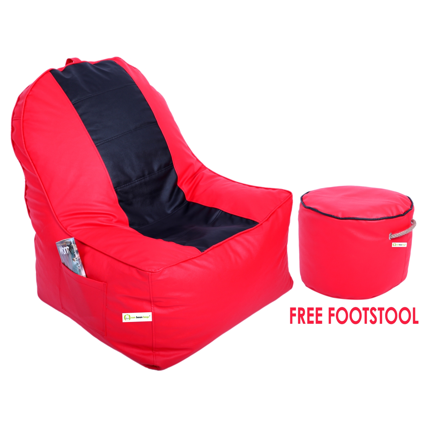 Can Bean Bags Compact  Lounger Red And Black  