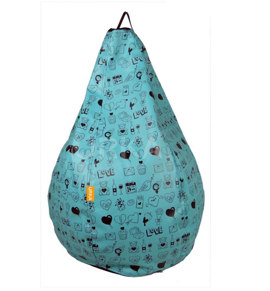 Orka Digital Printed Blue Bean Bag Love Emoji Theme  