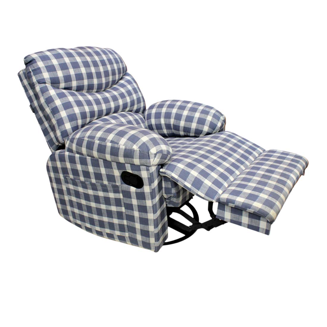 PRIMROSE Turner 2R Rocking Recliner With Cotton Fabric - Blue And White