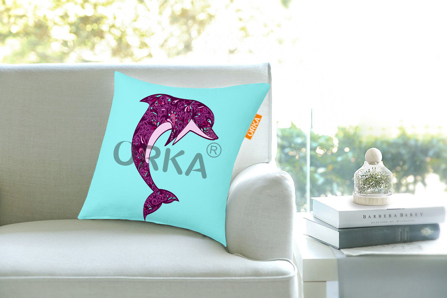 ORKA  Dolphin Theme Digital Printed Cushion   