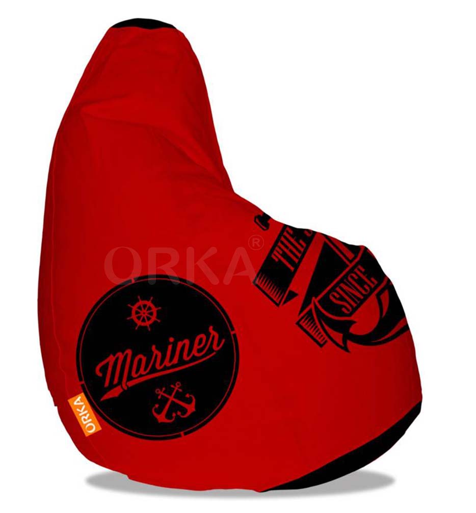 Orka Digital Printed Red Bean Bag Mariner The Seafarer Theme   XXL  Cover Only 