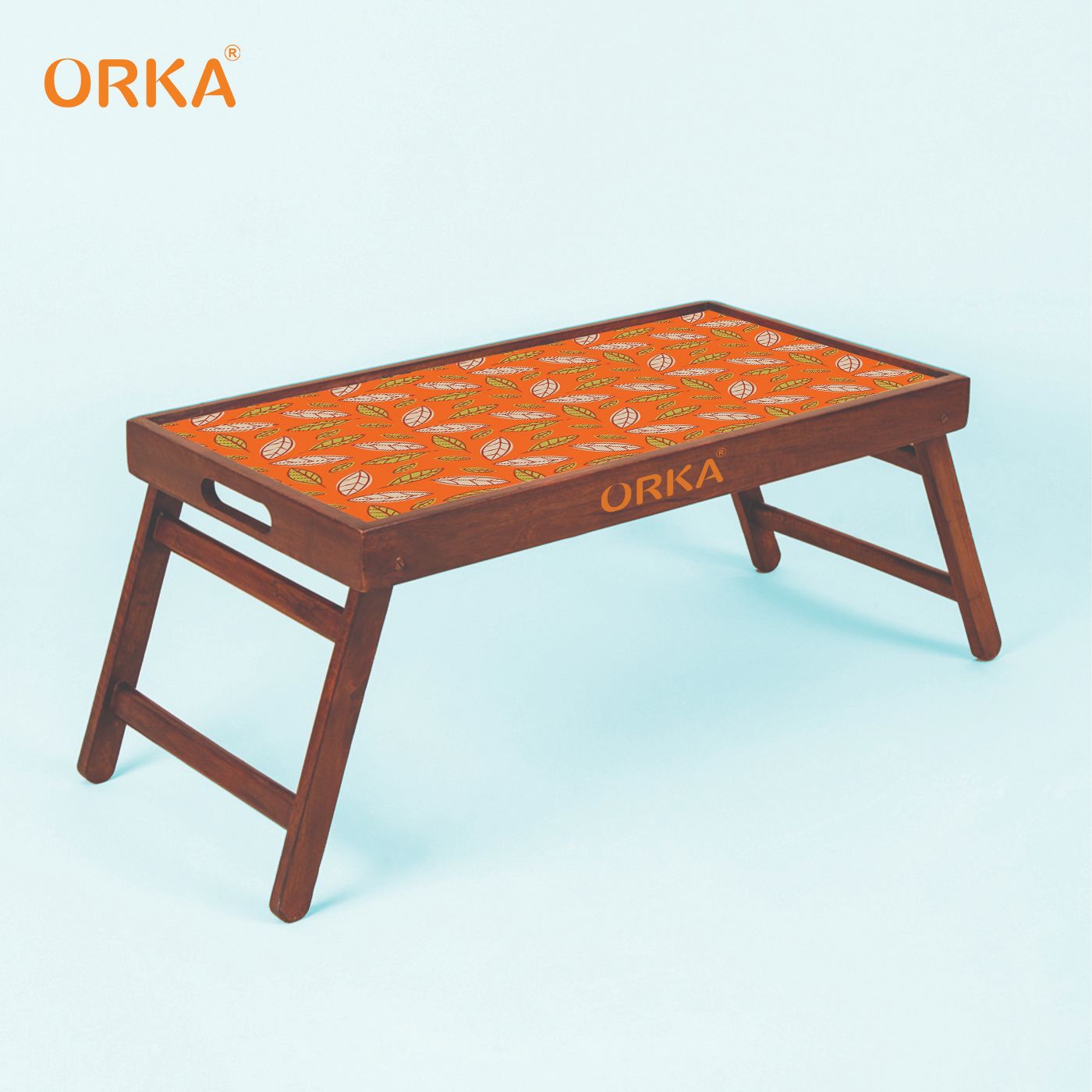 ORKA Foliole Foldable Pine Wood Breakfast Table (Orange)  