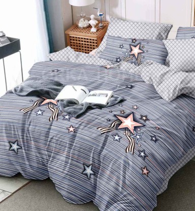 ORKA Home Stella King Fitted Bed Sheet Polycotton Printed Star  