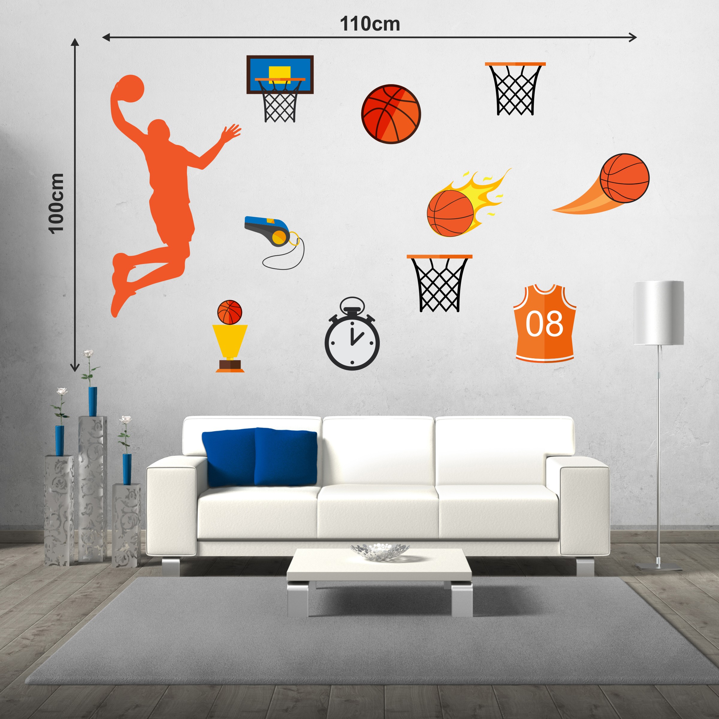ORKA Basketball Wall Decal Sticker 11   XL 