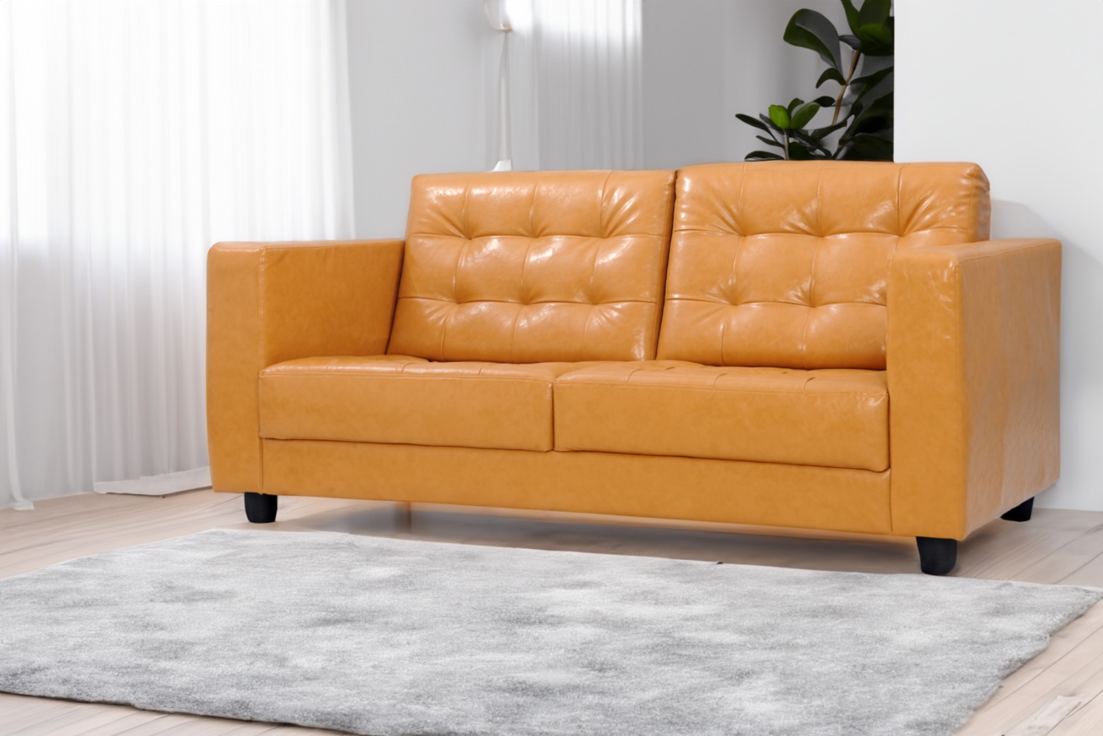 PRIMROSE - Phantom, 3 Seater Sofa Premium Art Leather  
