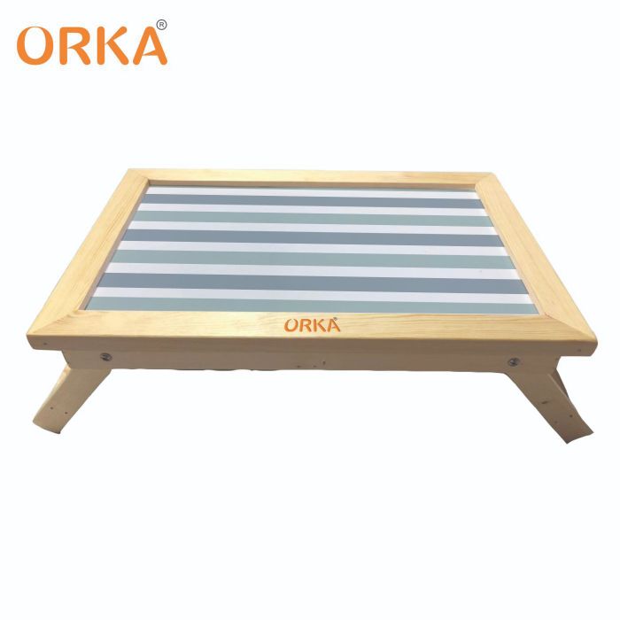 ORKA Blue Strips  Foldable Multi-Function Portable Laptop Table -Grey, White  