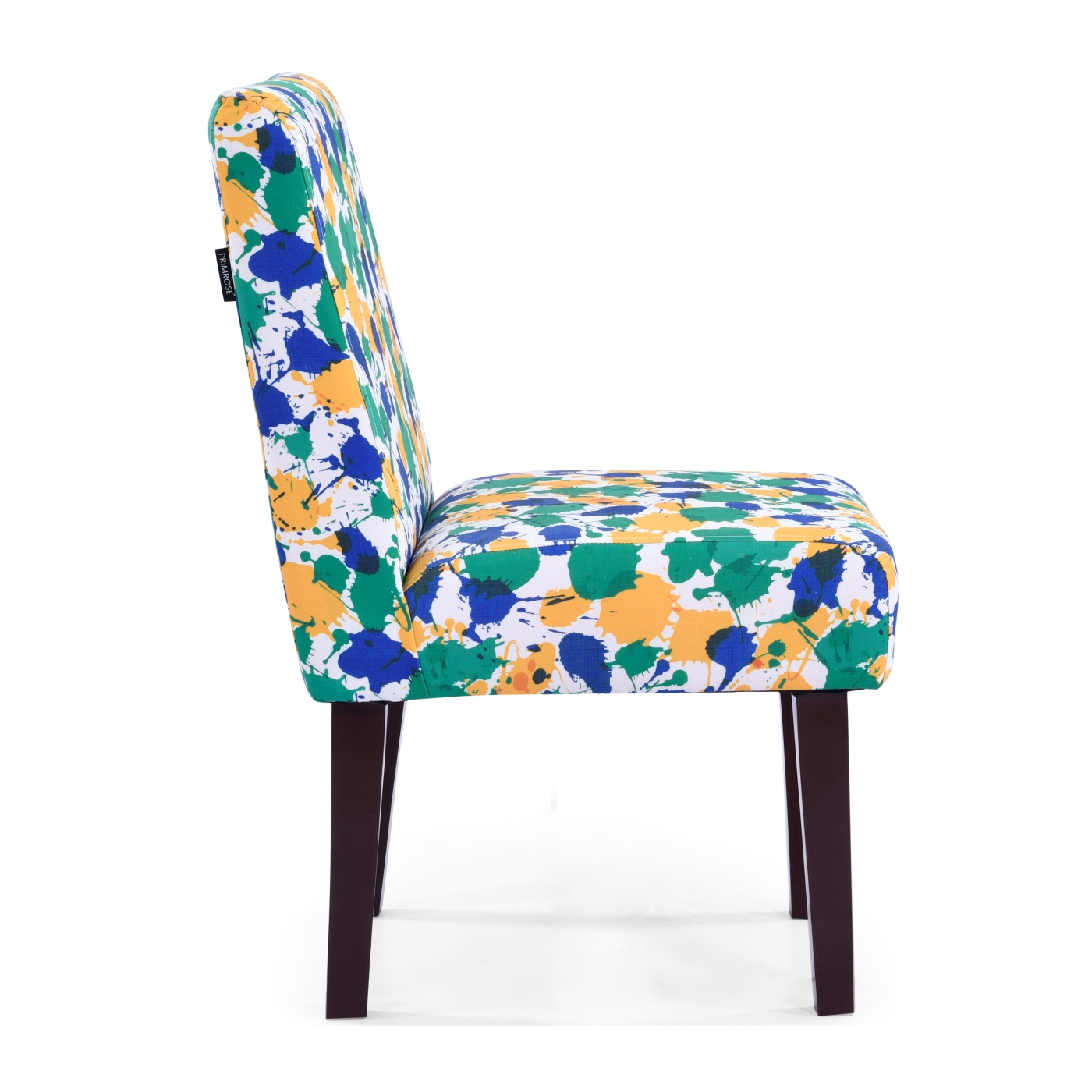 PRIMROSE Betty Splash Flower Digital Printed Faux Linen Fabric Dining Chair - Green, Yellow  