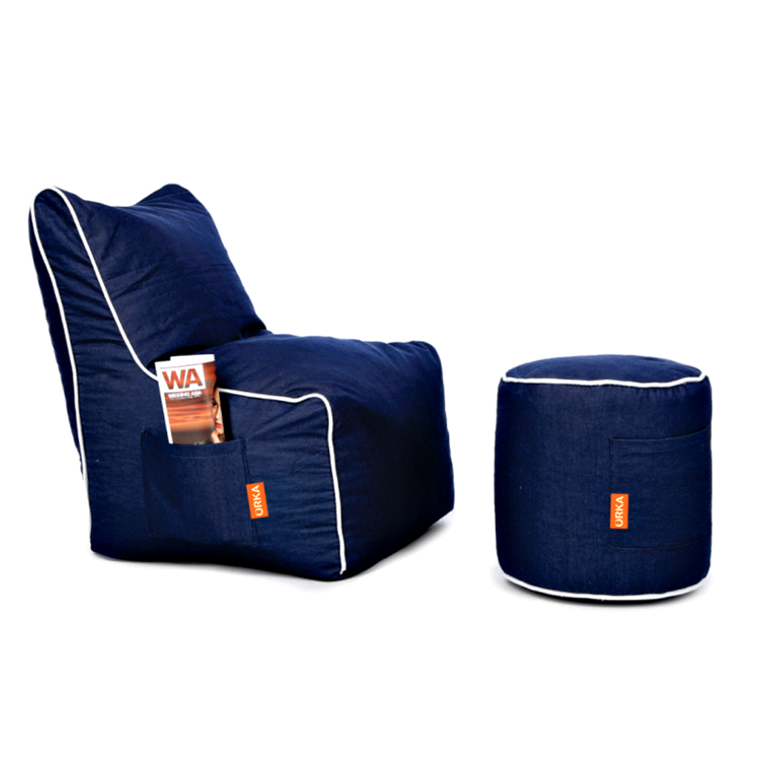 Orka Classic Blue Bean Bag Arm Chair Standard Cover Only  