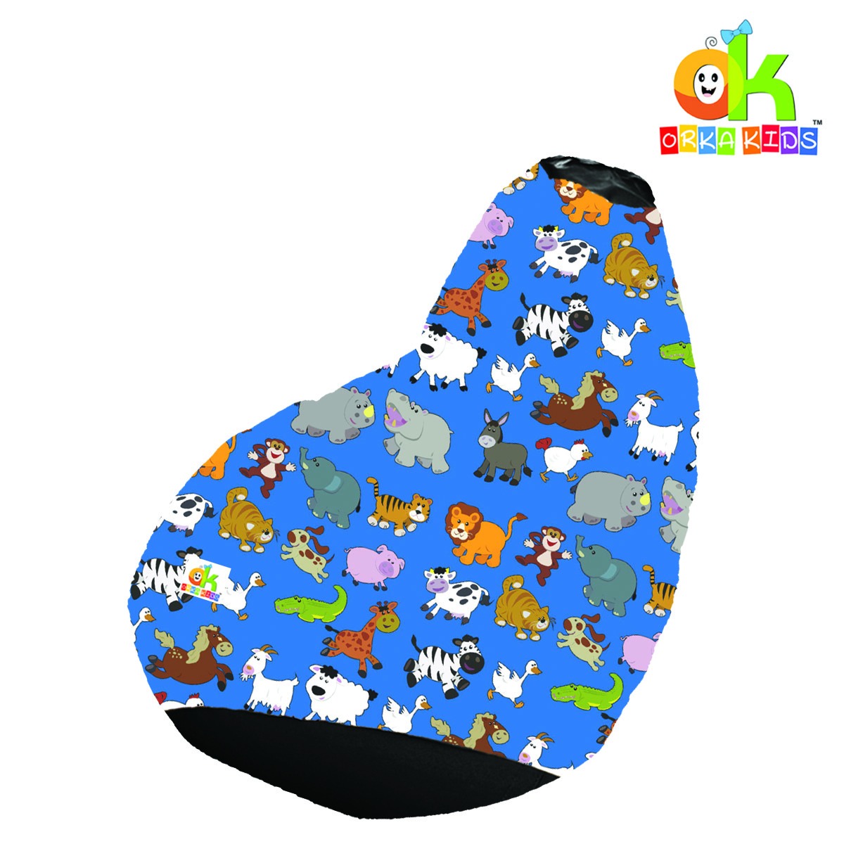 ORKA Kids Digital Printed59 All Animals Multicolor Bean Bag        