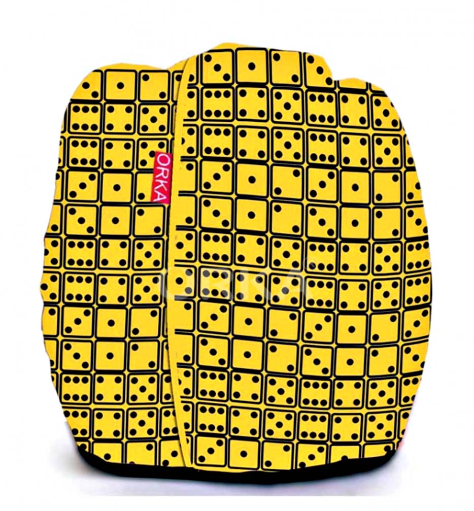 Orka Digital Printed Yellow Bean Bag Dice Theme  