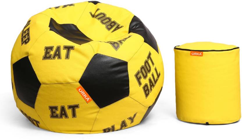 ORKA Digital Printed Sports Bean Bag Yellow Black Football Theme  