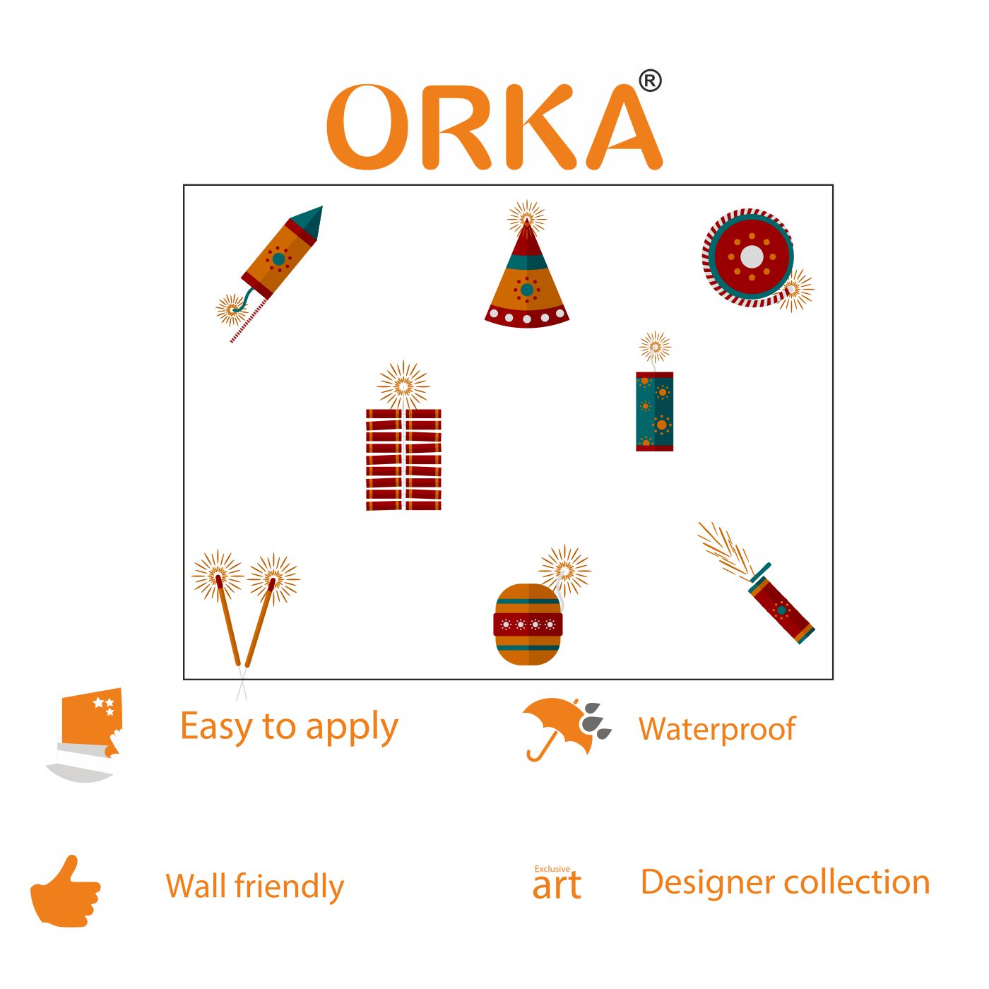 ORKA Diwali Wall Decal Sticker 10  