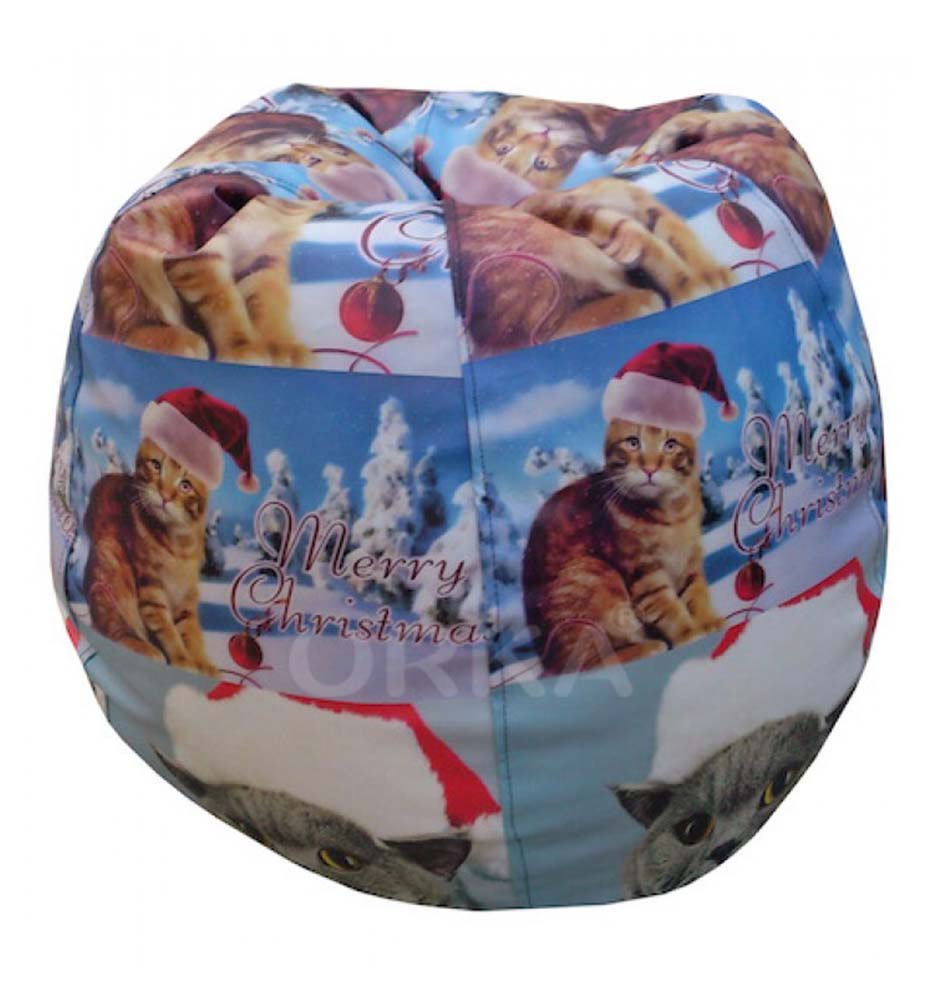 Orka Digital Printed Bean Bag Merry Christmas Cat Theme  