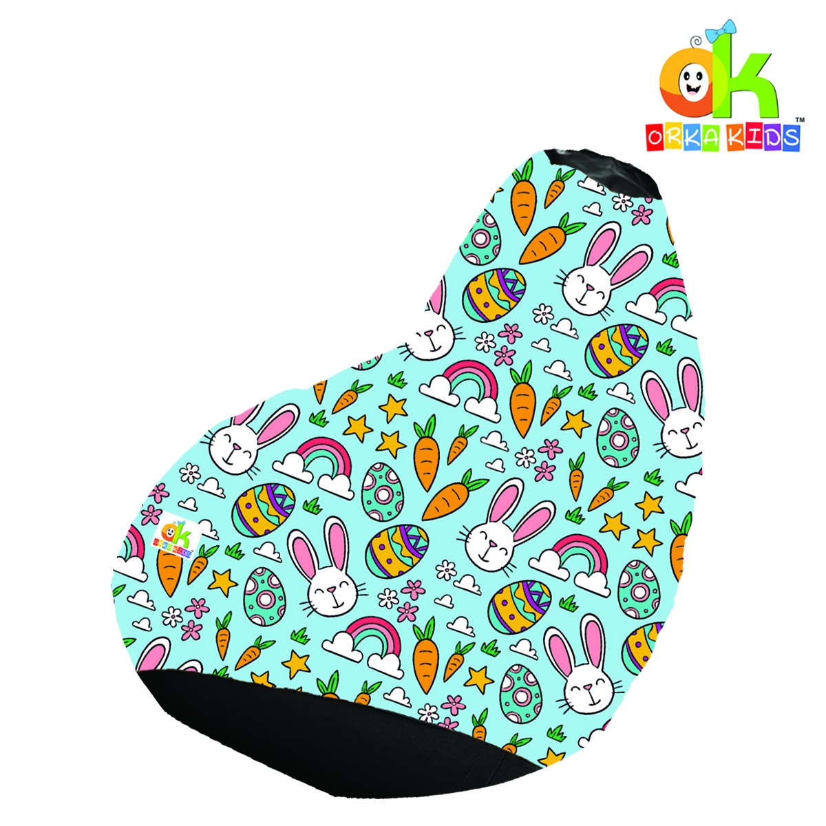 ORKA Kids Digital Printed Cartoon Rabbit Multicolor Bean Bag Cover Without Beans 