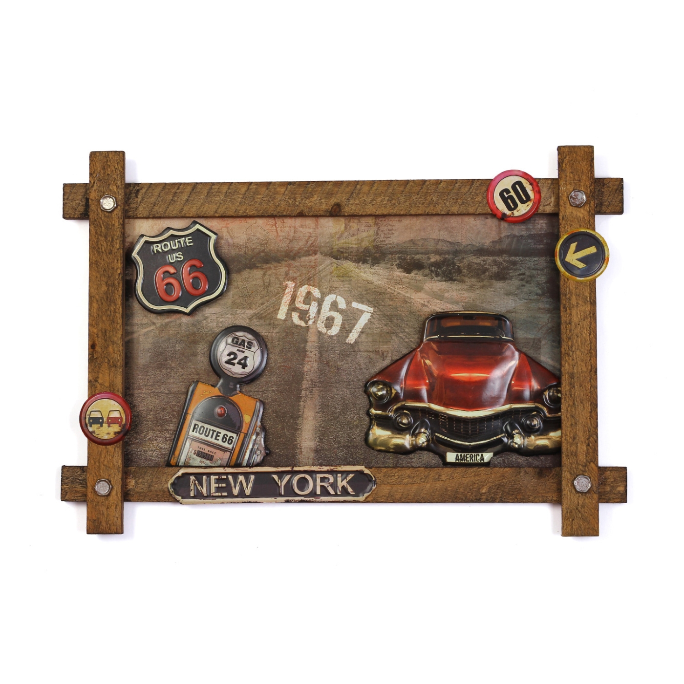 ORKA HOME New York Route US 66  Wall Frame 3D Metal - Assorted  