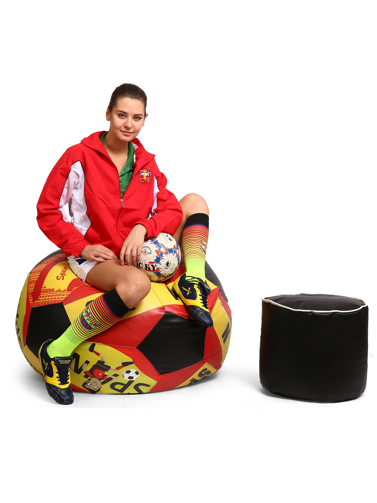 ORKA Digital Printed Sports Bean Bag XXL Cover - Red And Black  