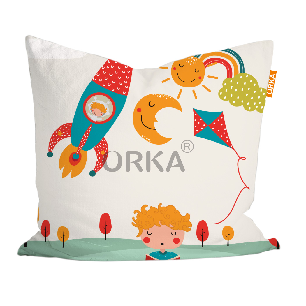 ORKA Kids Digital Printed Cushion Sky Theme 14"x14" Cover Only