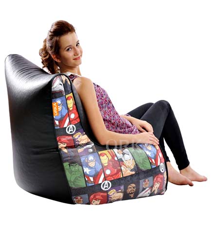 ORKA Bean Bag Black Marvel Theme Bean Chair  