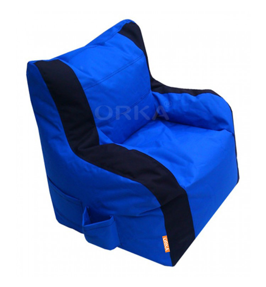 Orka Classic Royal Blue Black Bean Bag Arm Chair  