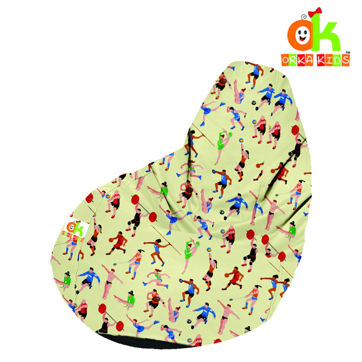 ORKA Kids Digital Printed Bean Bag With Beans Filled_Sports