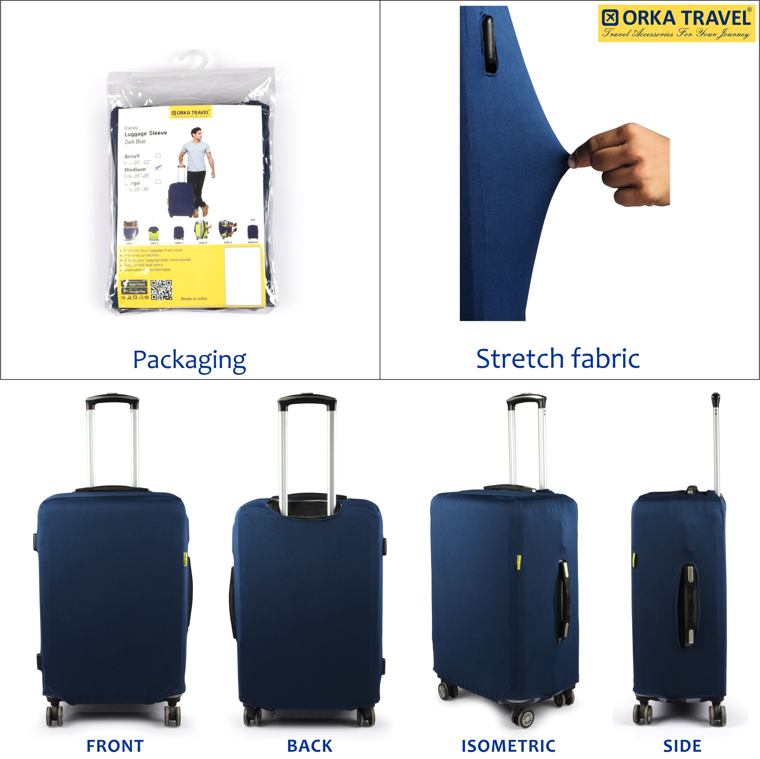 Orka Travel Luggage Cover  Dark Blue