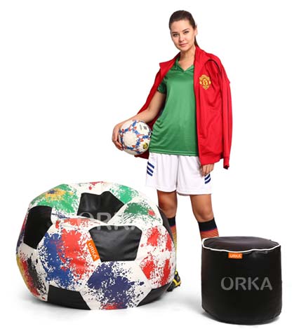 ORKA Digital Printed Sports Bean Bag Colorfull Football Theme   XXL  Cover Only 