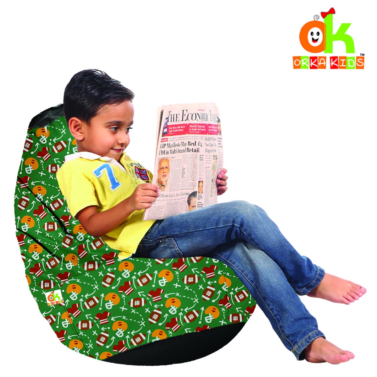 ORKA Kids Digital Printed Bean Bag12 With Beans Filled  