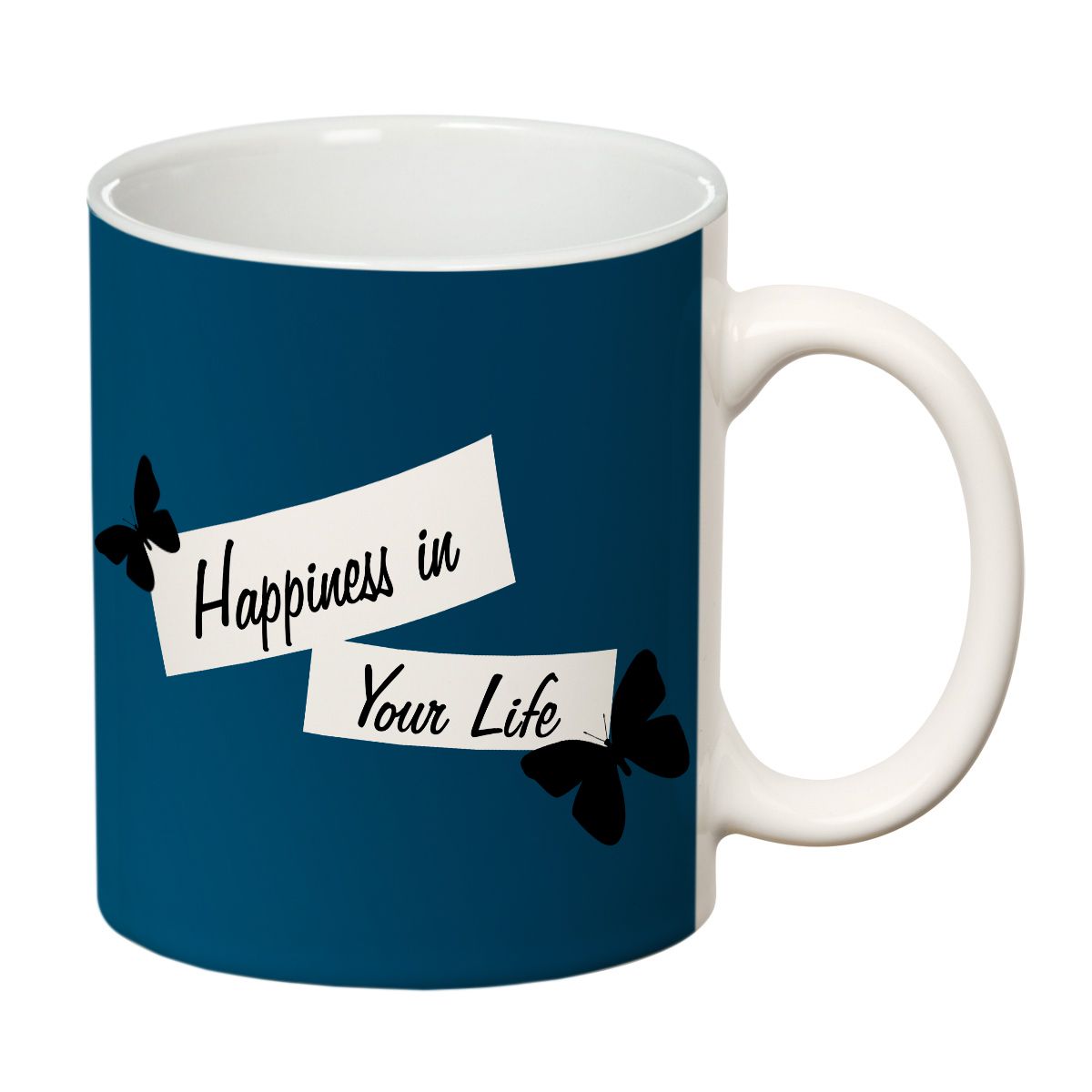 ORKA Coffee Mug Quotes Printed(Happiness Is Your Life ) Theme 11 Oz   