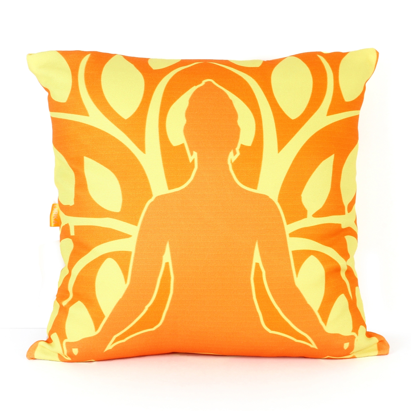 ORKA Digital Printed Canvas Filled With Polyfill Square Cushion 14 X 14 Inch (Orange, Yellow)  