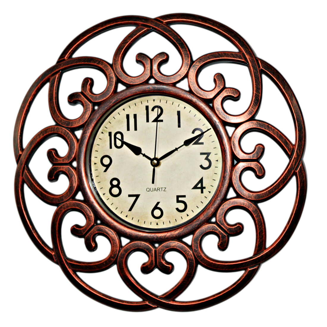 ORKA Quartz Round Heart Wall Clock (Brown)  