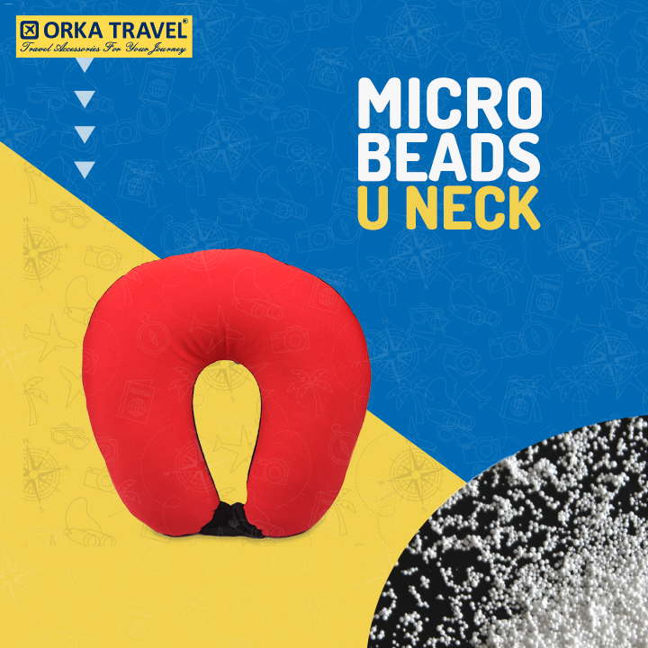 ORKA TRAVEL U Neck Microbeads Plain  - Red And  Black 