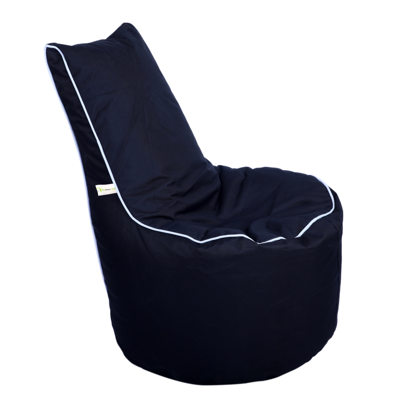 Can Bean Bags Denier High Back Chair Black With White Piping   
