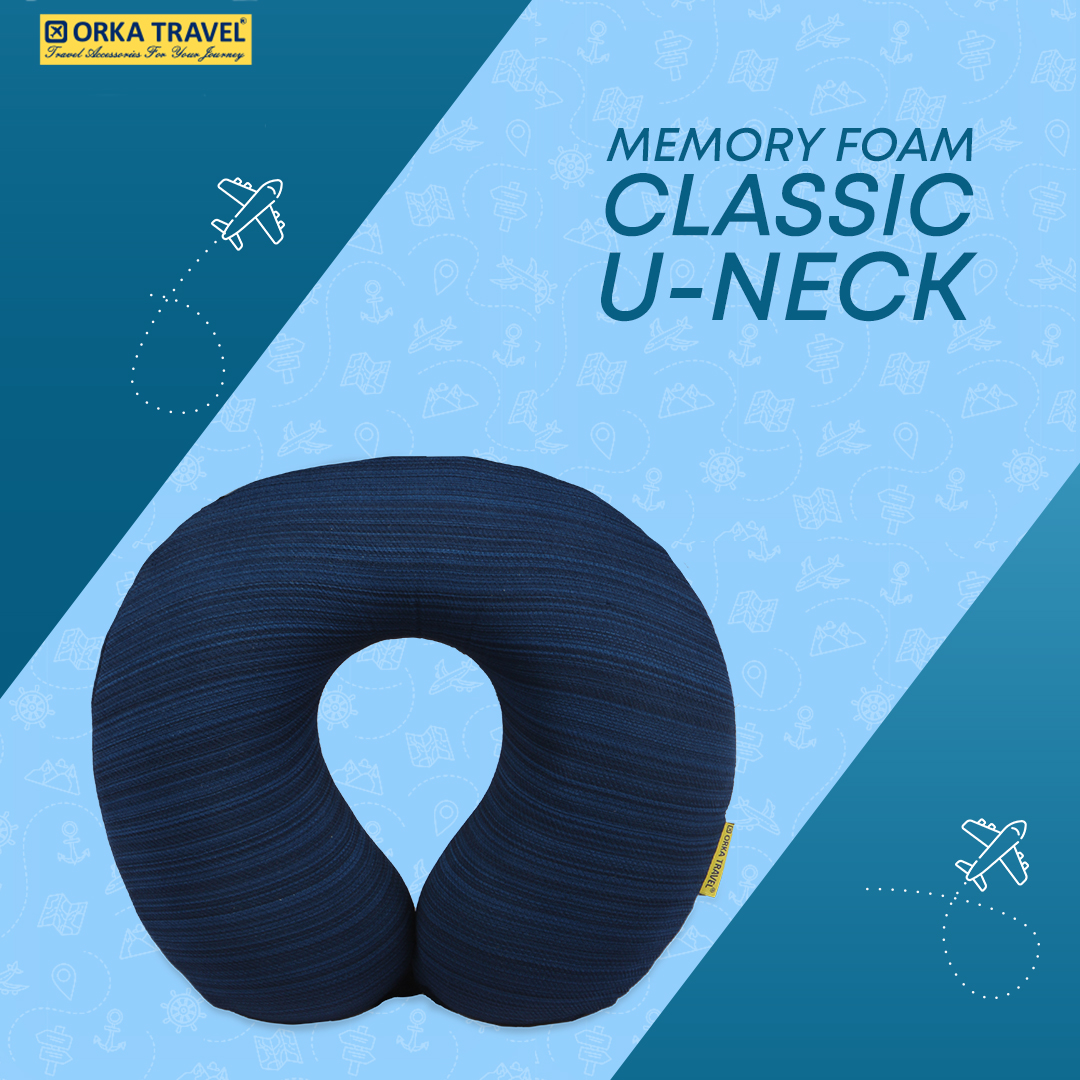 Orka Travel U Neck Luxe Memory Foam Classic Melange Blue  