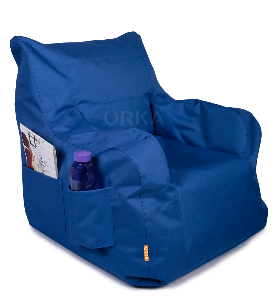 Orka Classic Blue Bean Bag Arm Chair  