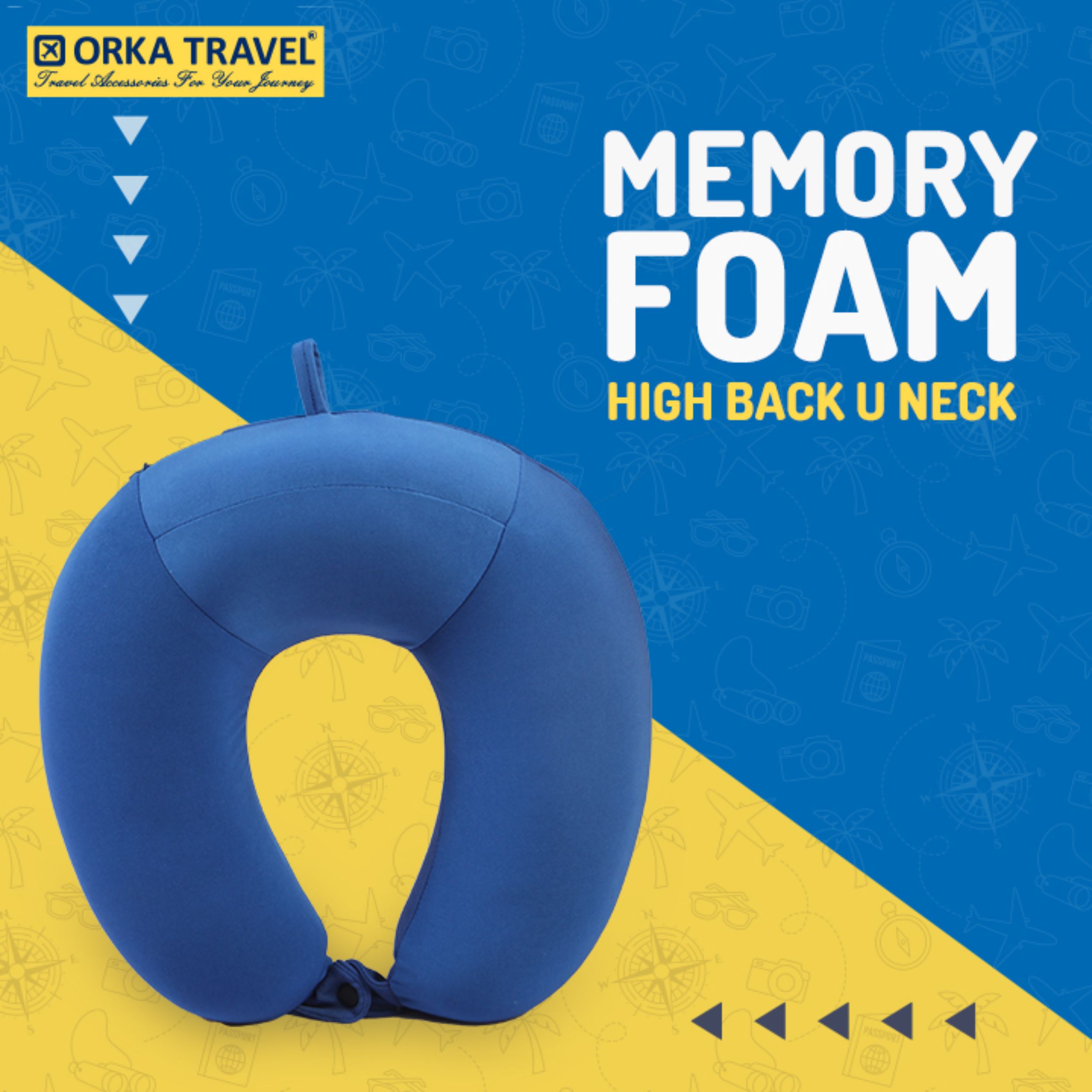 Orka Travel U Neck Memory Foam  High Back  Spandex Medium Blue  