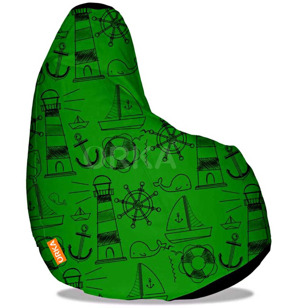Orka Digital Printed Green Bean Bag Ocean Theme  