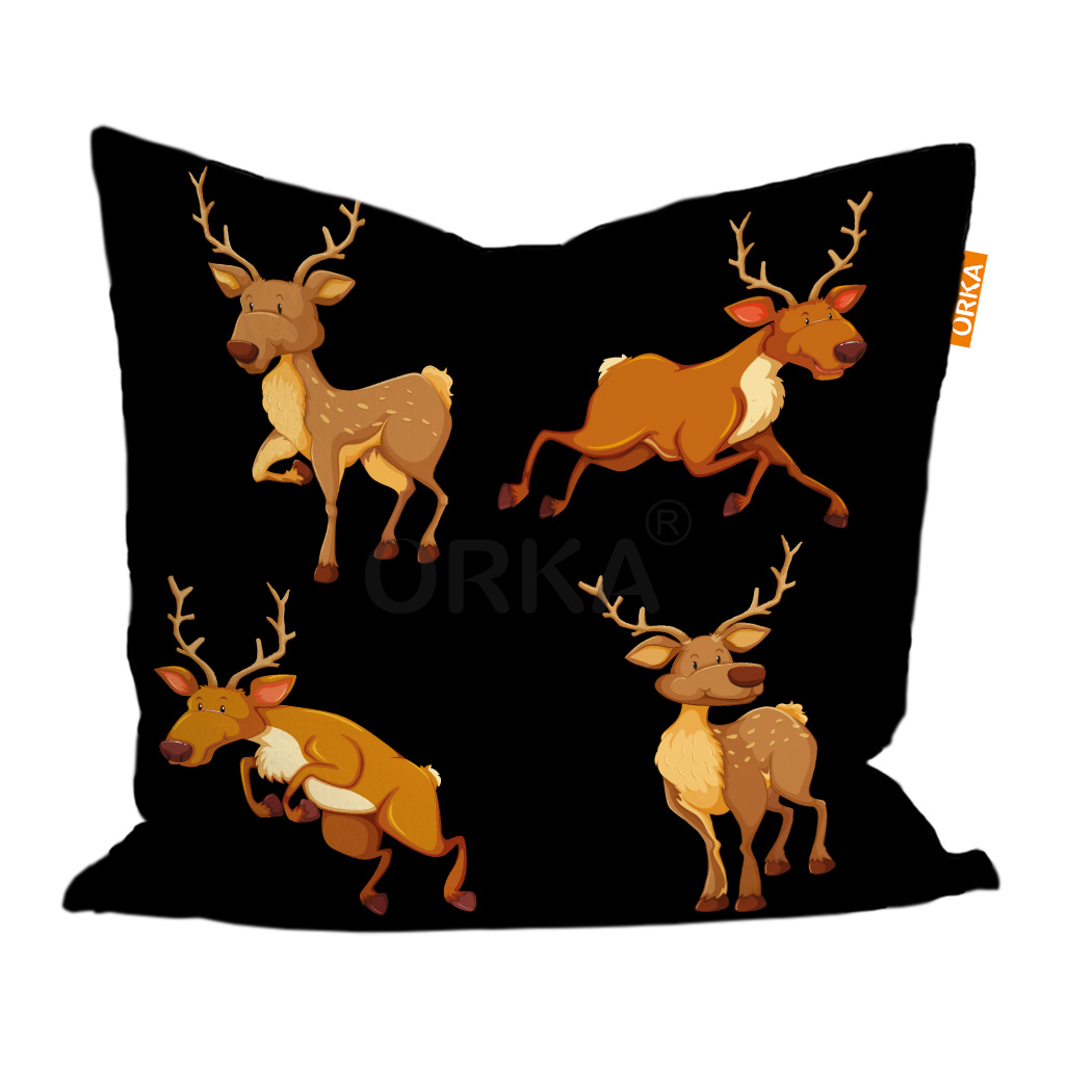 ORKA Kids Digital Printed Cushion Reindeer Theme  