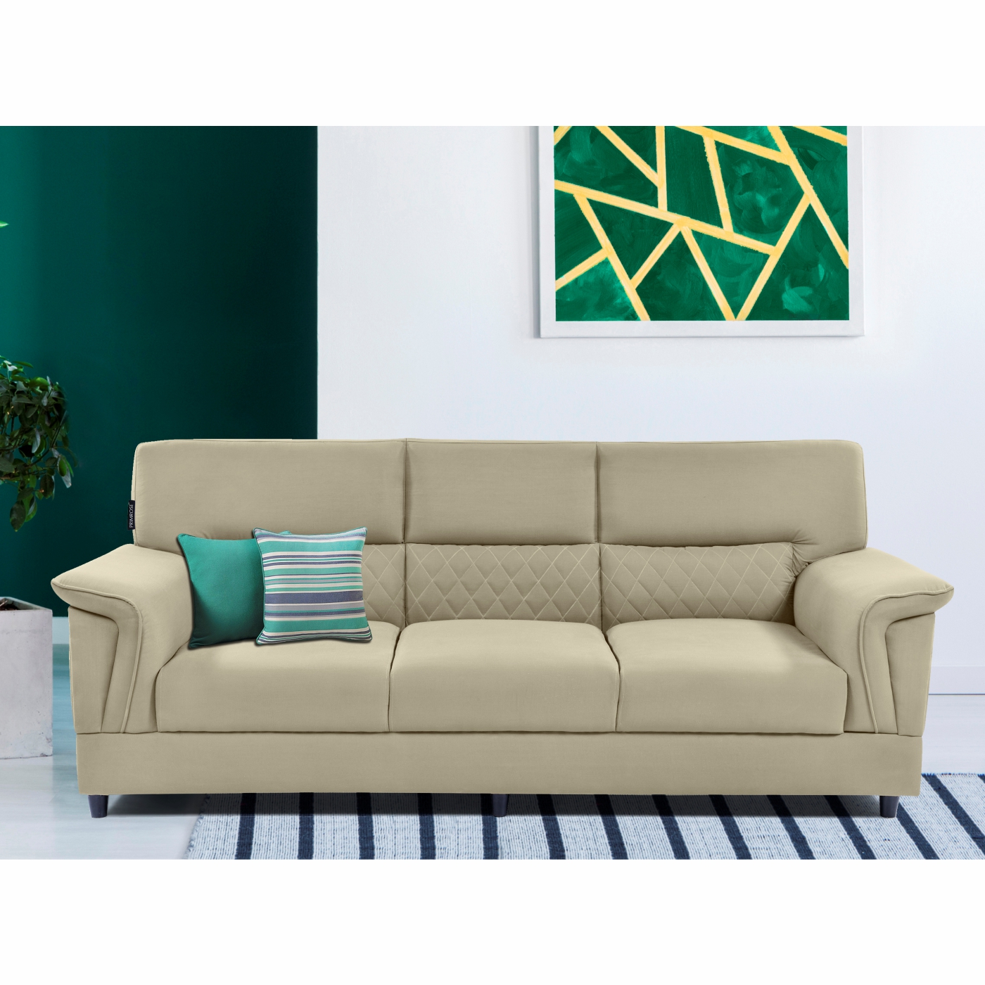 PRIMROSE Twilight Faux Linen Fabric 2 Seater Sofa Set  