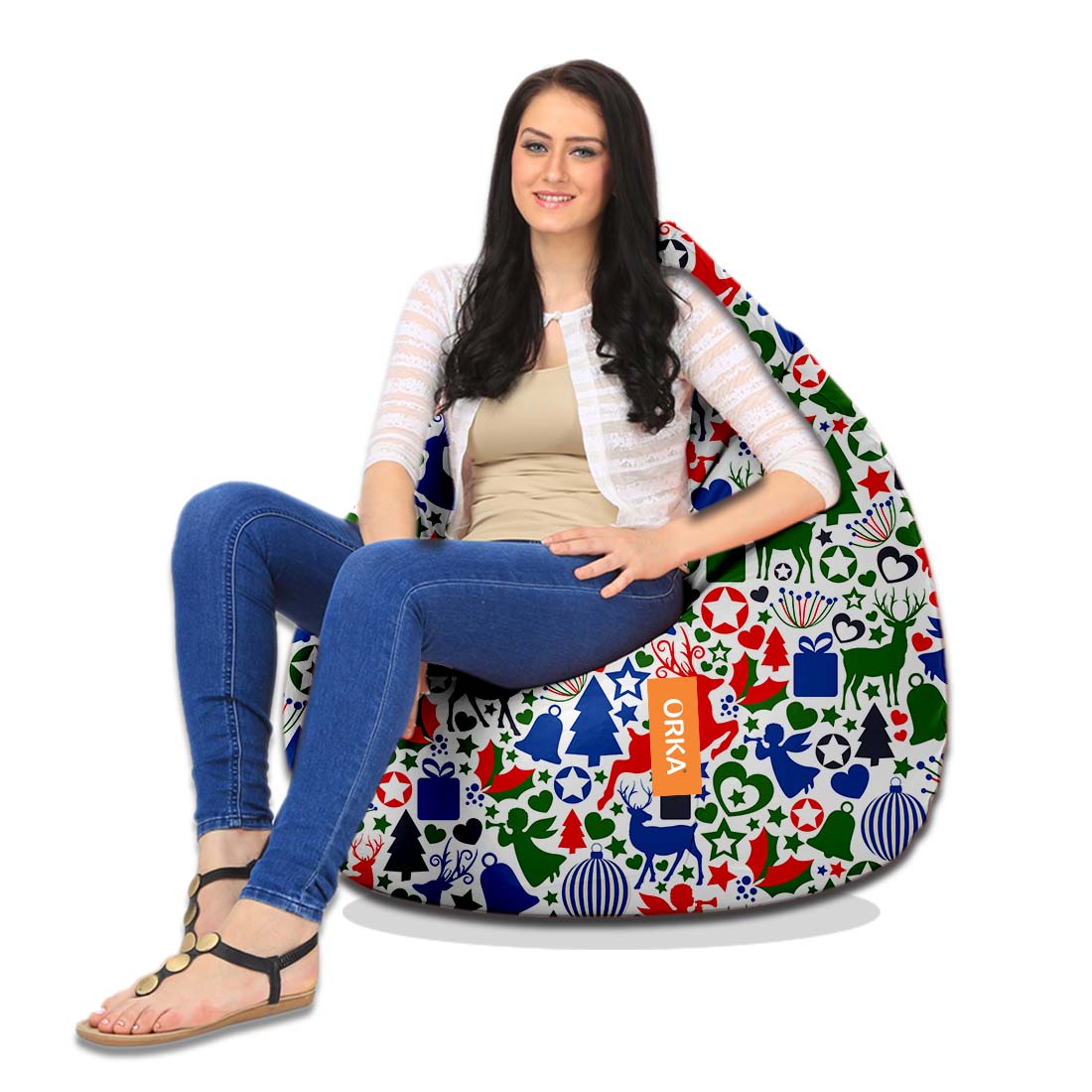 ORKA Digital Printed Bean Bag Design 21 Multicolour