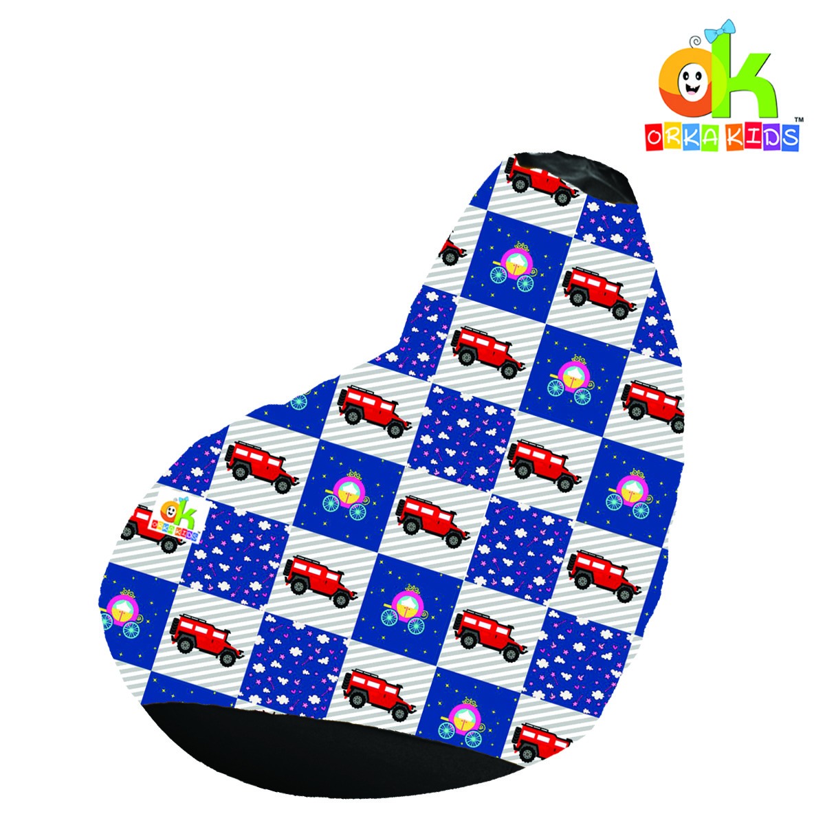 ORKA Kids Digital Printed26 Vehicle Design Multicolor Bean Bag  