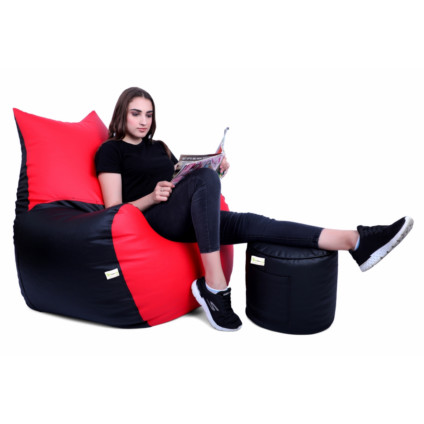 Can Bean Bags Cat Arm Chair Black, Red  