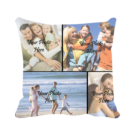 ORKA Digital Printed Personalized Canvas Filled With Polyfill Square Cushion 14 X 14 Inch (Family Photos)    