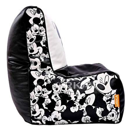 ORKA Digital Printed Black Bean Chair Mickey Mouse Face Expression Theme   XXL  Cover Only 