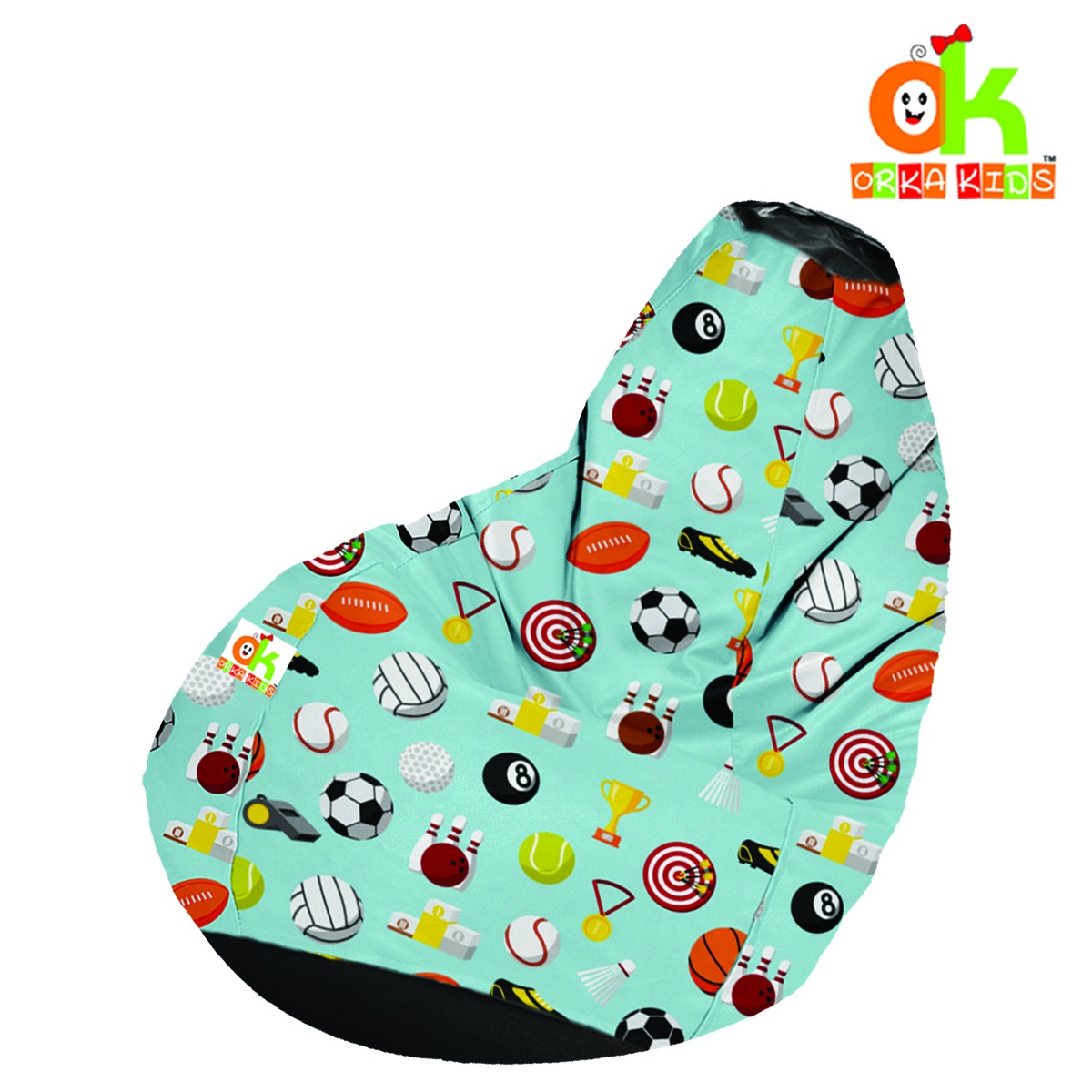 ORKA Kids Digital Printer Sports Bean Bag Multicolor  