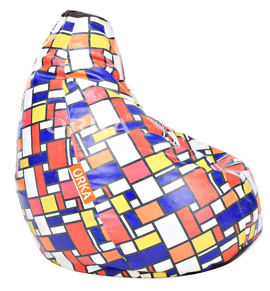 Orka Digital Printed Bean Bag Colorful Masonry Layout Theme  