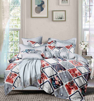 ORKA HOME Monalisa Queen Bed Sheet Poly Cotton Printed Contemporary Multi  