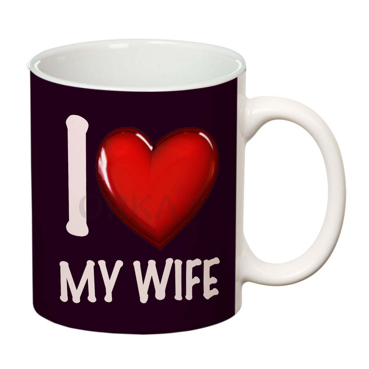 ORKA Coffee Mug Quotes Printed( I Love Wife ) Theme 11 Oz   