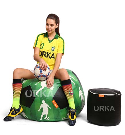  ORKA Digital Printed Sports Bean Bag Green Player Football Theme  